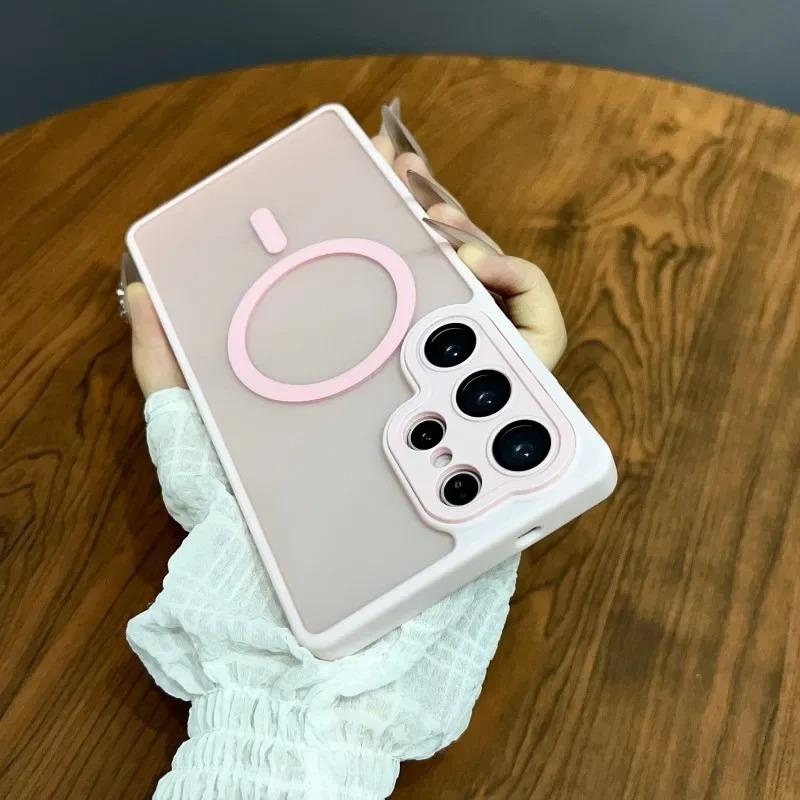 Suitable for Samsung S25 Ultra Matte Skin Sensitive Magnetic Suction Phone Case S24FE with Lens Film S23Plus Protective Case