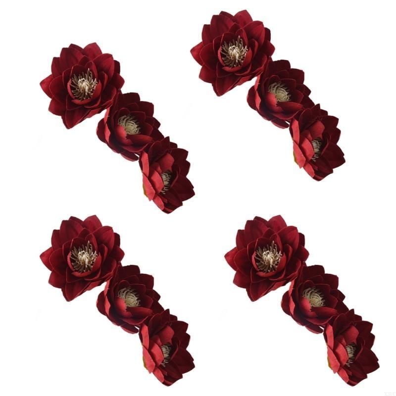 Curtain Holders with Flower Pattern Curtain Tiebacks, Easy Installation Curtain Tie Not Require Tools Set of 4 X3UC