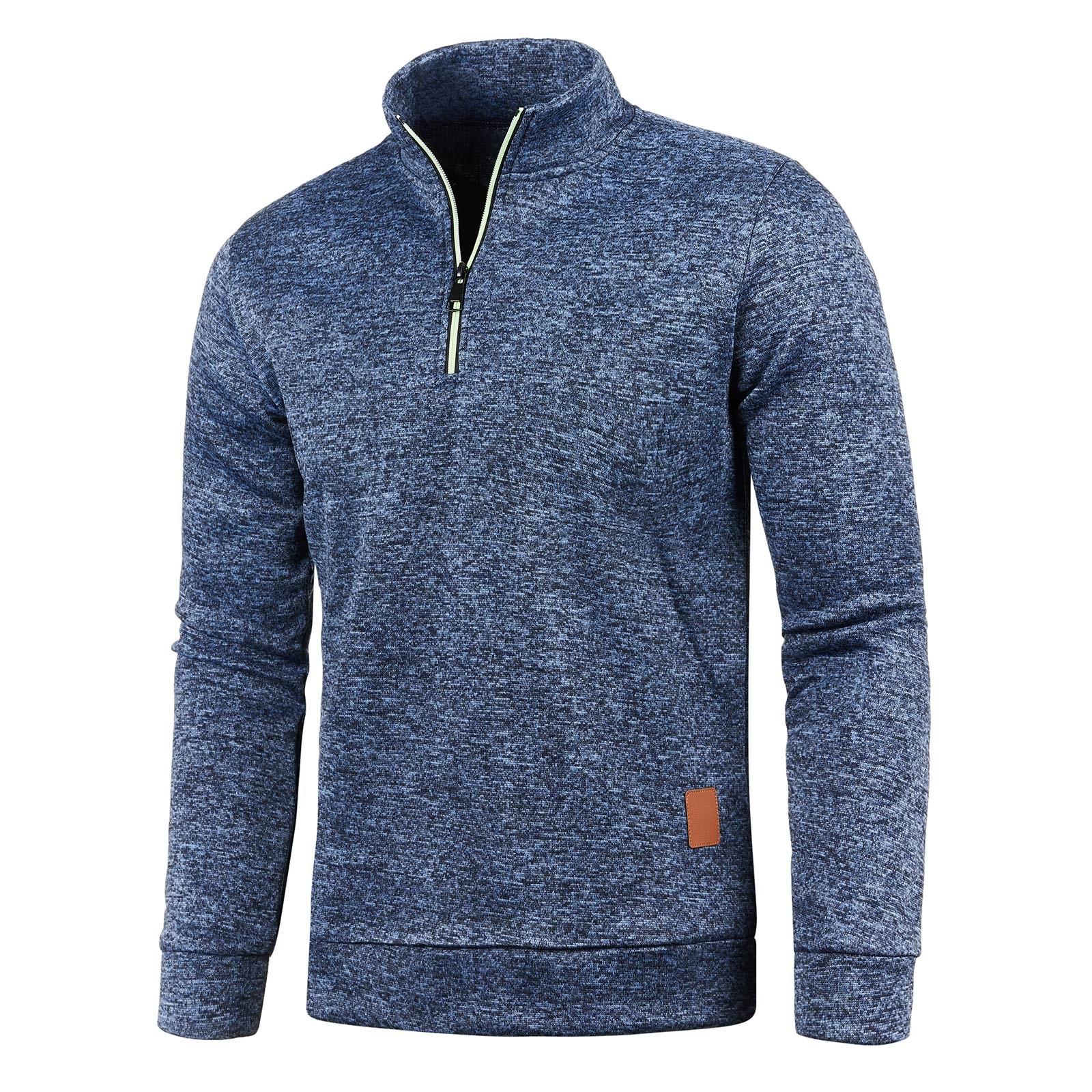 

Winter Men s Neckline Zipper Knit Shirt Sleeves Thin Velvet Top Sweater Coat XXXXL Темно-синій