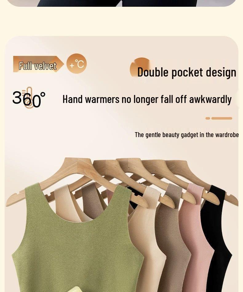 Women's Thermal Fleece Vest with Double Pockets - Seamless, Warm, and Protective Base Layer
