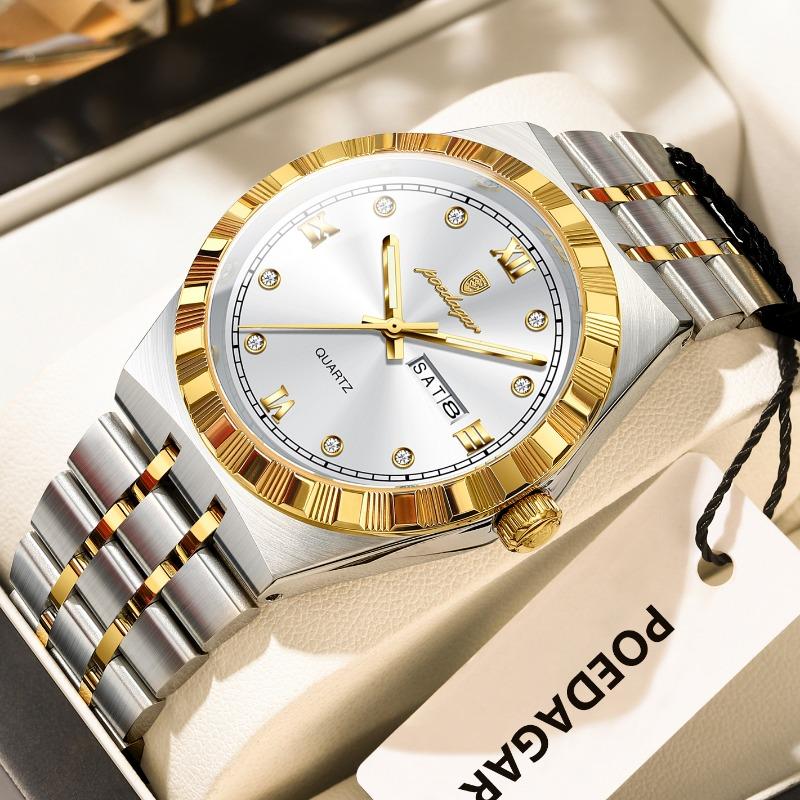 Top Brand Luxury Ultra-thin Men's Watch Diamond-encrusted Waterproof Quartz Luminous Wristwatch