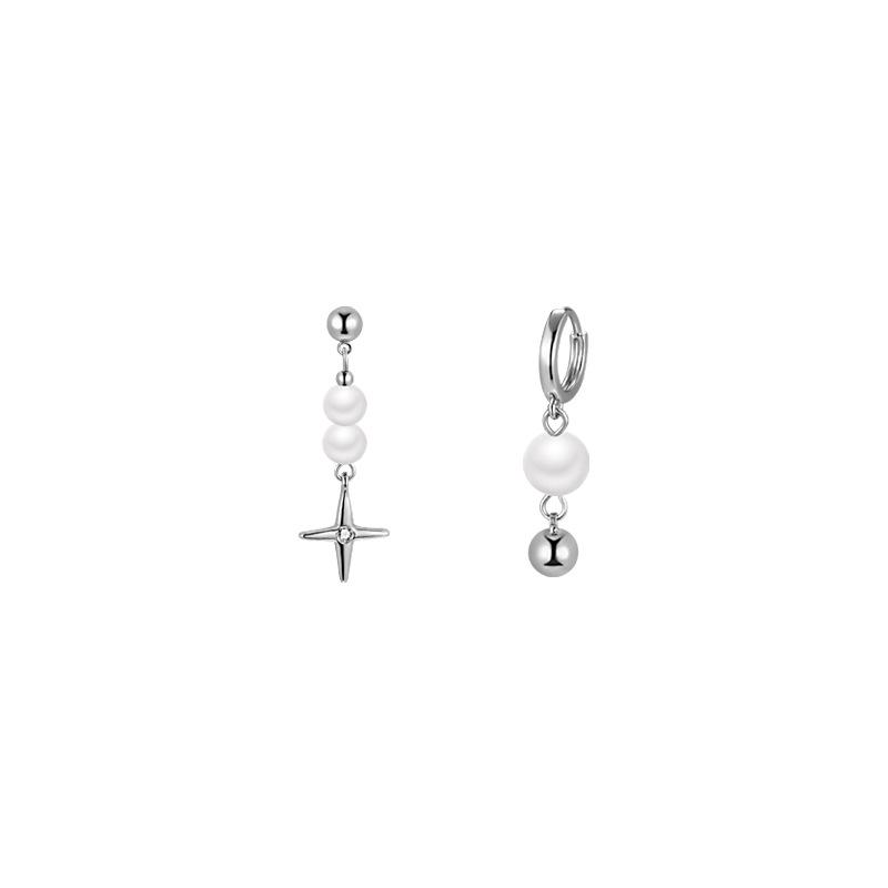 Peach Tea Asymmetrical Earrings: Mango Star & Pearl Dangles – Women's Unique Design