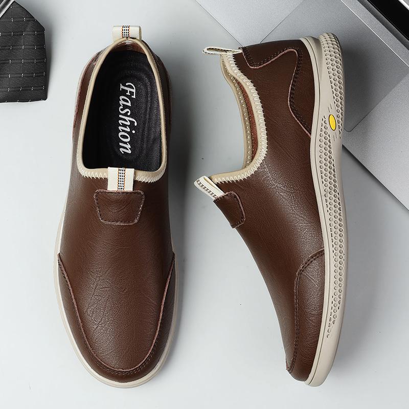 Fashion 2024 Fashionable New Men's Genuine Leather Casual Shoes Handmade Sole Flat Shoes Wear Resistant Non Slip Men's Sports Shoes