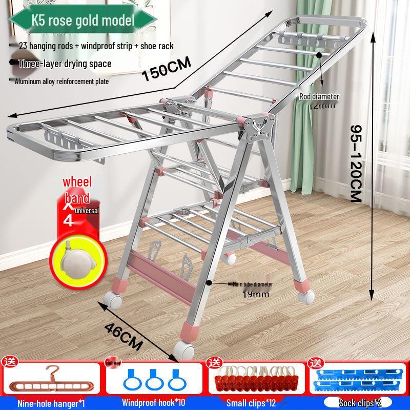 Floor-Standing Folding Towel and Clothes Rack for Hairdressing Salons and Barber Shops
