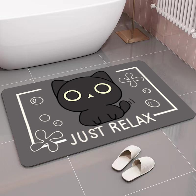 Bathroom Diatom Mud Absorbent Mat Cartoon Animal Toilet Toilet Door Door Mat Non-slip Foot Mat
