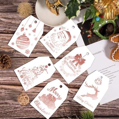 Fashion 60pcs Merry Christmas Labels DIY Colorful Gift Wrapping Paper Hang Tags Merry Christmas Tags Christmas Tree