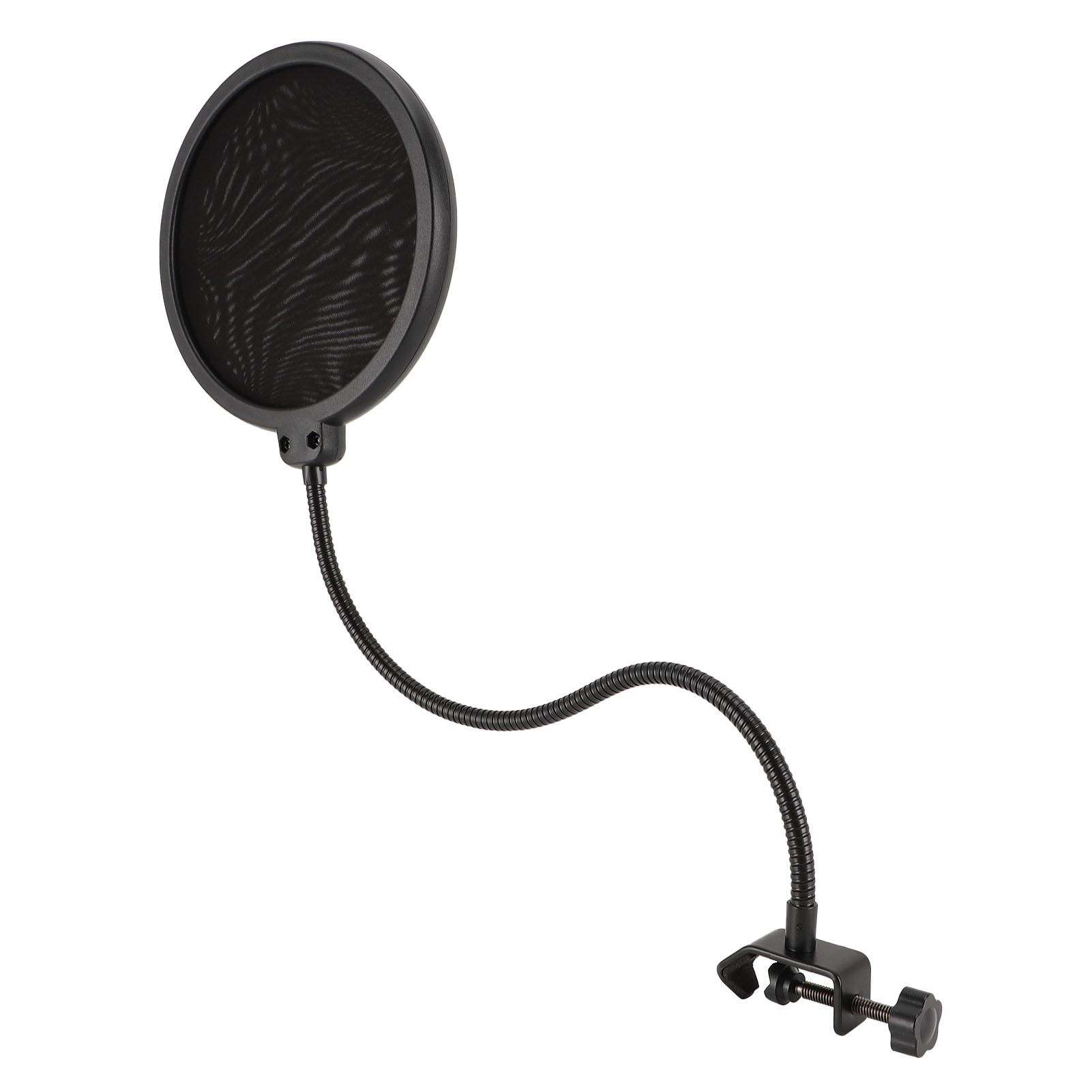 

Microphone Pop Filter 360 Degree Adjustable Versatile Sturdy Dual Layered Wind Pop Screen Shield with Gooseneck Stand