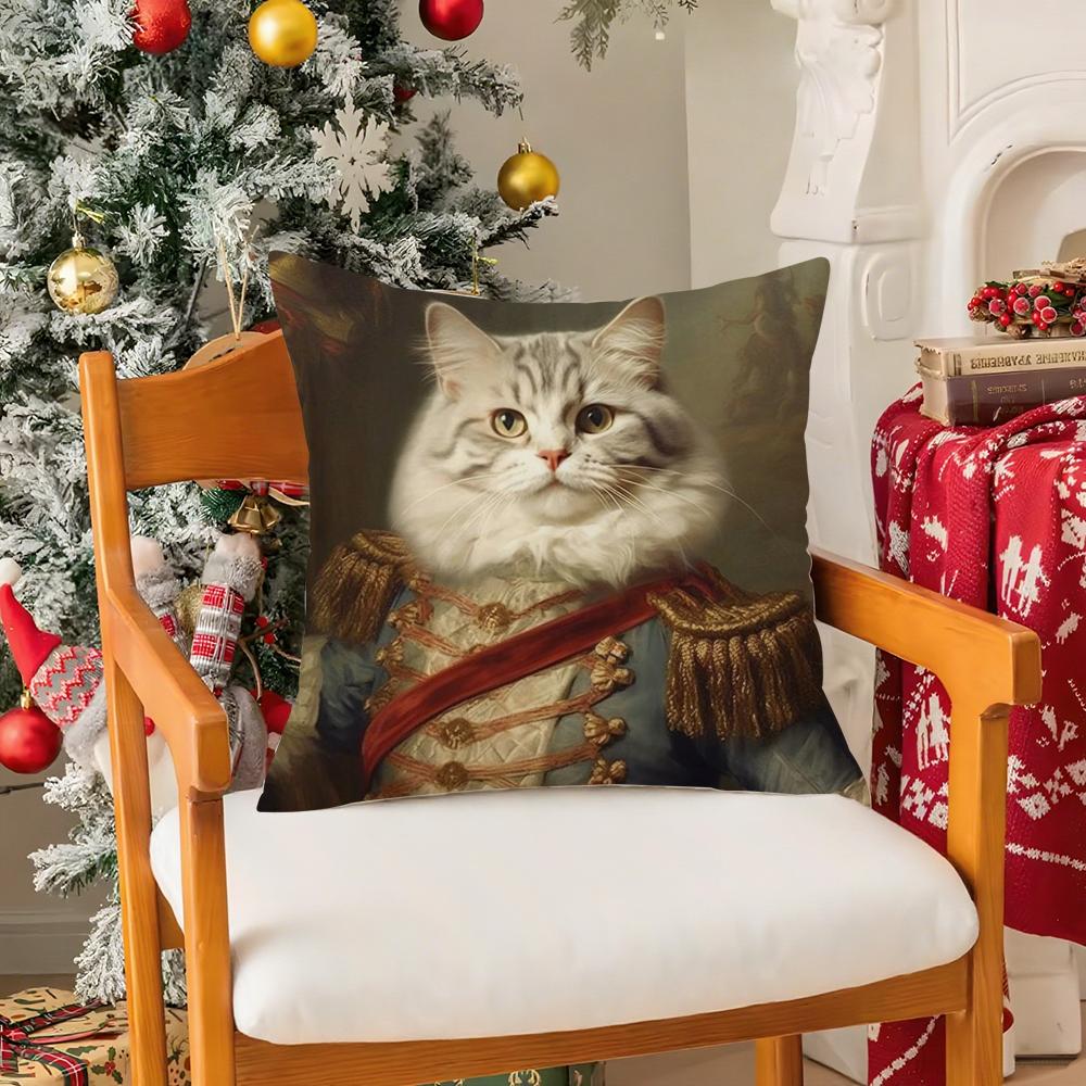 Quirky Elegant And Luxurious Crown Cat Pillow Case Silky Short Plush With Invisible Zipper Dustproof Sofa Cushion Cover