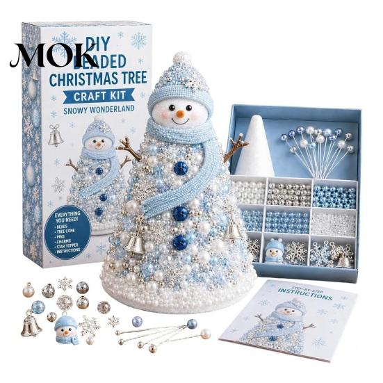 Beaded Tree Craft Kit DIY Christmas Beading for Adults Beginners, Handmade 3D Ornament with Full Relaxing Activity Tools And Plastic Beads Desktop