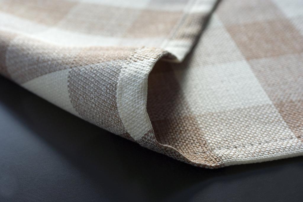 Made In Japan, Hassui-processed Rectangular Tablecloth, Country Check, 145 X 300 Cm (Beige)