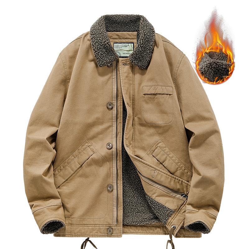 Зимняя повседневная мужская флисовая куртка с утолщенными лацканами для среднего возраста — фото 6