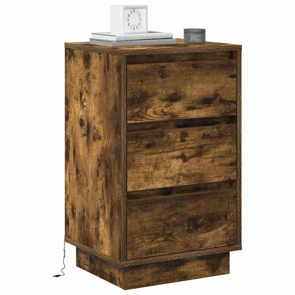 Nightstand Smoked Oak 39 x 34.5 x 65 cm Wood Based Panel