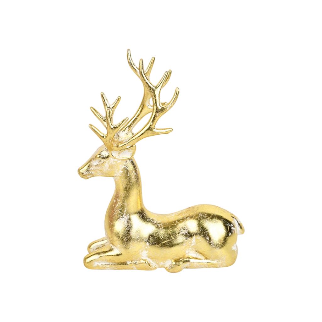 Resin Deer Figurine Decorative Stag Sculpture Animal Ornament for Home Office Living Room Tabletop Shelf Display Art Decor