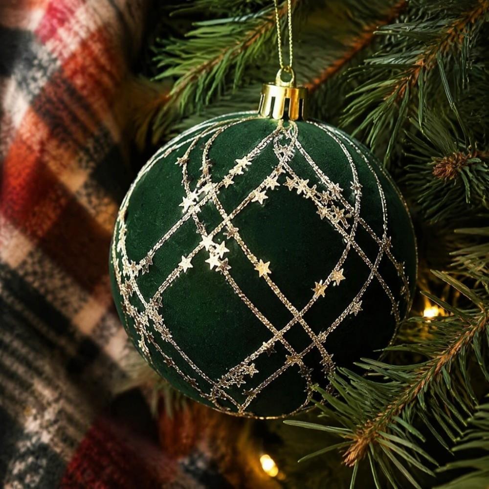 Flocked Christmas Balls Plush Velvet Hanging Ornaments Pendant Christmas Decorations Home Decor