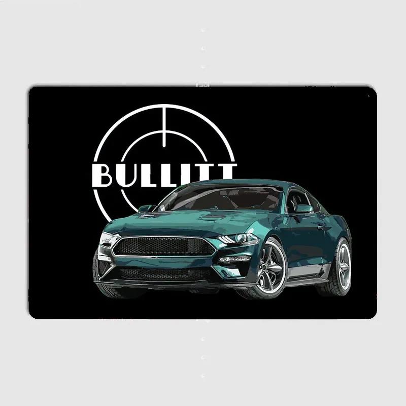

Mustang Bullitt GT 5.0L V8 Спорткар Ретро Постеры Металлическая Табличка Постер Бар Спальня Стена Домашний Декор Украшение Комнаты 20x30cm（7.8x11.8inch）