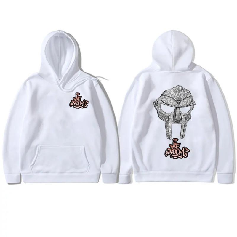 Rapper Mf Doom Madvillain Maschera Metallica Viso Stampa Double Face Felpa Uomo Oversize Pullover Hip Hop Rap Vintage Felpe da Uomo