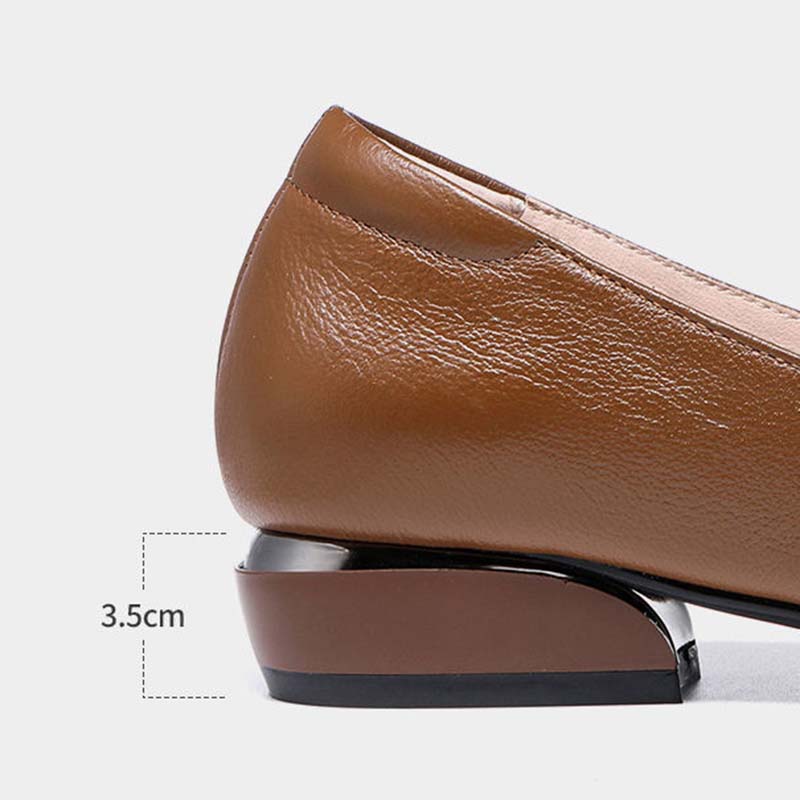 Soft Leather Carved Hollow Women's Leather Shoes Moccasin Work Shoes Cusp Thick Heel Soft Sole Sandals Comfortable Fashion Spring Summer