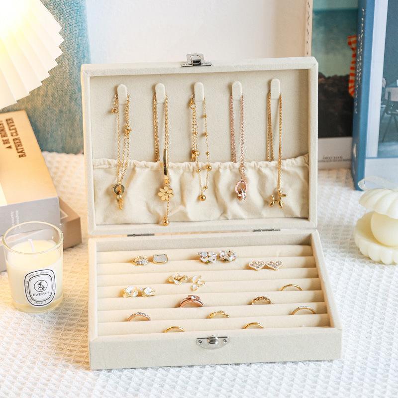 Pudełko na biżuterię Klamra Naszyjnik Kolczyki Biżuteria Ręczna Pudełko na biżuterię Duża Pojemność Przechowywanie w Szufladzie Pokryte Pudełko do Przechowywania Biżuterii