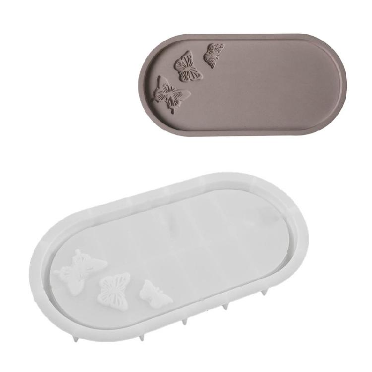 DIY Dish Molds Cup Pad Molds Elliptical Shaped Epoxy Resin Molds Silicone Material for DIY Hand-Making Dish Artworks