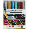 6 Piece Acrylic Reversible Tip Metallic Art Markers Non-Toxic Multi-Surface Craft Pens Fine Detail Illustration Drawing