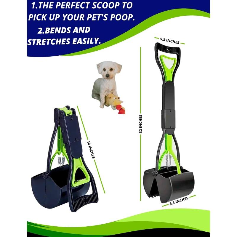 Pooper Scooper for Dogs Long Handle Poop Scooper for One-Hand Opertating Pet Pooper Scooper Foldable and Portable Easy To Use On Grass Dirt