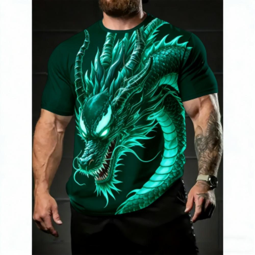Fashion Summer Men's T-Shirt Dragon Pattern 3D Print Tees Top Hip Hop Loose Short Sleeve Streetwear Vintage Oversized Women T-shirt