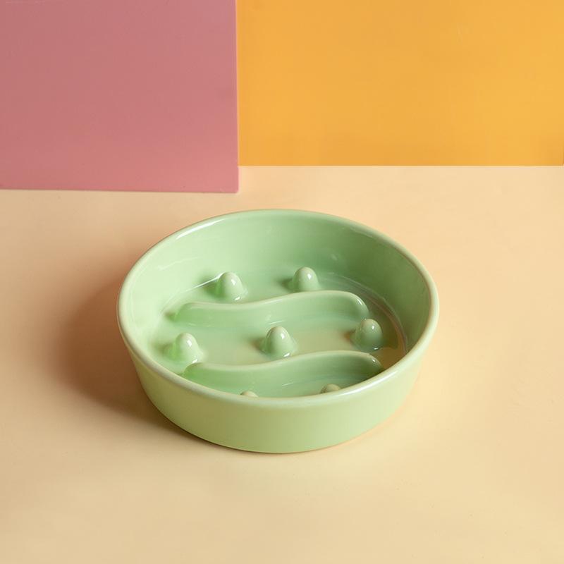 Ceramic slow food bowl Anti-choking slow food bowl Pet bowl Anti-overturning bowl Cat food bowl Cat bowl Dog bowl Pet supplies