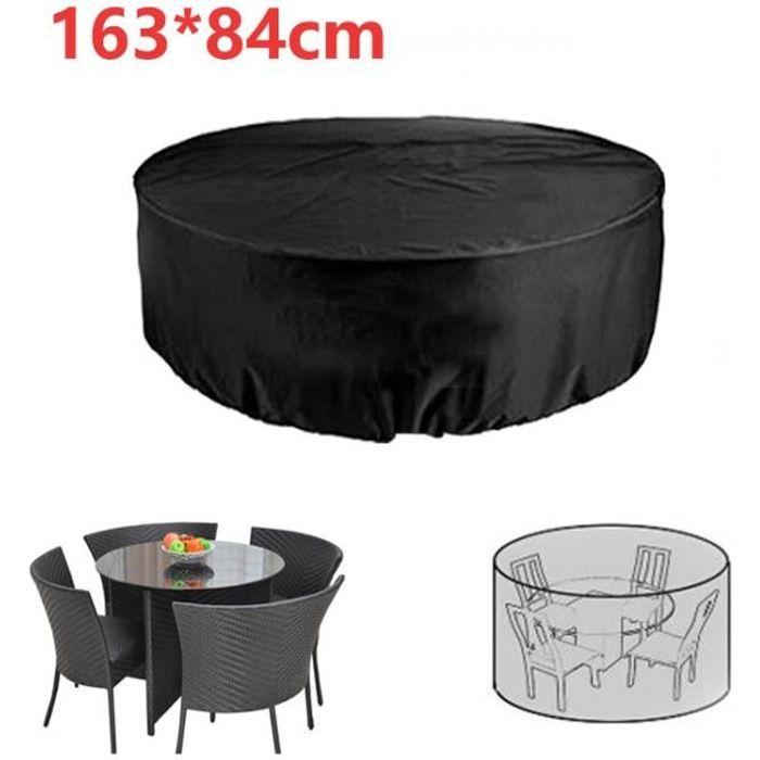Housse pour Table de Jardin Bache Table de Jardin Ronde Imperméable Anti-UV Oxford Robuste Housse de Protection Jardin Ø163X84CM