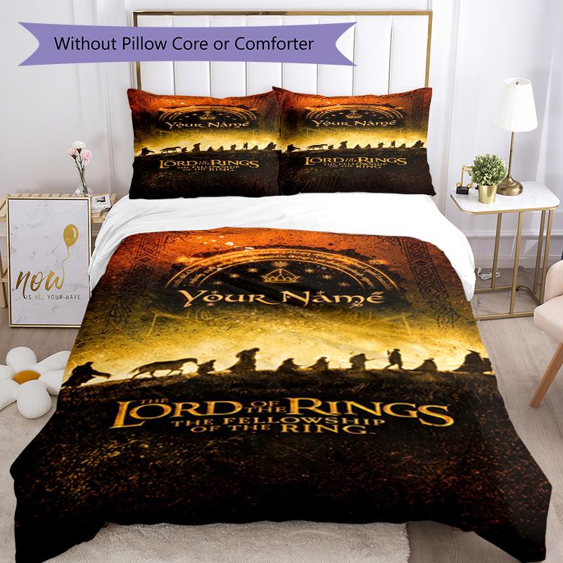 Lord Rings Customize Text Bed Sheet Set Suitable for Living Rooms Soft Bedding Bedroom Decor Best for Christmas