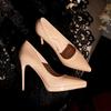 Waterproof Nude High Heels: Pointed Toe Stiletto, Patent Leather, Women's Spring/Autumn Shoes