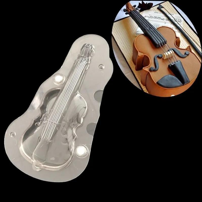 3D forma na čokoládu housle Forma na čokoládu kytara Nástroj na fondánový dort Forma na pečení pro kutily