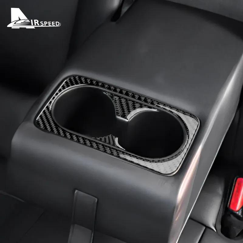 Real Soft Carbon Fiber Sticker For Kia Stinger      LHD RHD Car Rear Seat Water Cup Interior Accessories