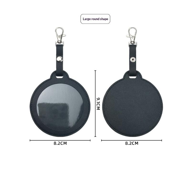 PU Leather Card Holder Cat Ear Design Cute Round Badge Reel For Work Office Travel Luggage Keychain Pendant