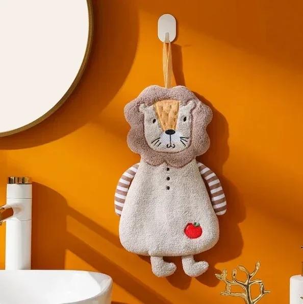 Household Bathroom Microfiber Cute Hand Towel Super Absorbent Kitchen Thickened Towels Tableware Towel Child Bathroom Towel Apple Lion