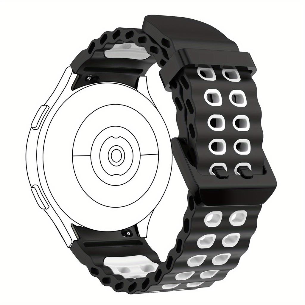 Dual-Tone Silicone Watch Strap For Samsung Galaxy Watch 7/6/5/4/FE - 40mm & 44mm Breathable Quick-Release Buckle Watch Strap