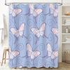 Blue Butterfly Shower Curtain with White Stripes Perfect for Bathroom Decor!