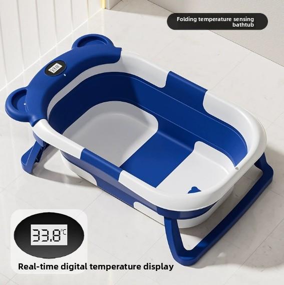 Intelligente Temperaturmessung Baby-Faltbadewanne, Haustierbadewanne, katzenspezifische Badewanne, Katze- und Hundebad, niedliche und lustige Badewanne