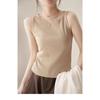 Summer new threaded versatile vest slim-fitting sleeveless tight top slimming one-word collar top trendy