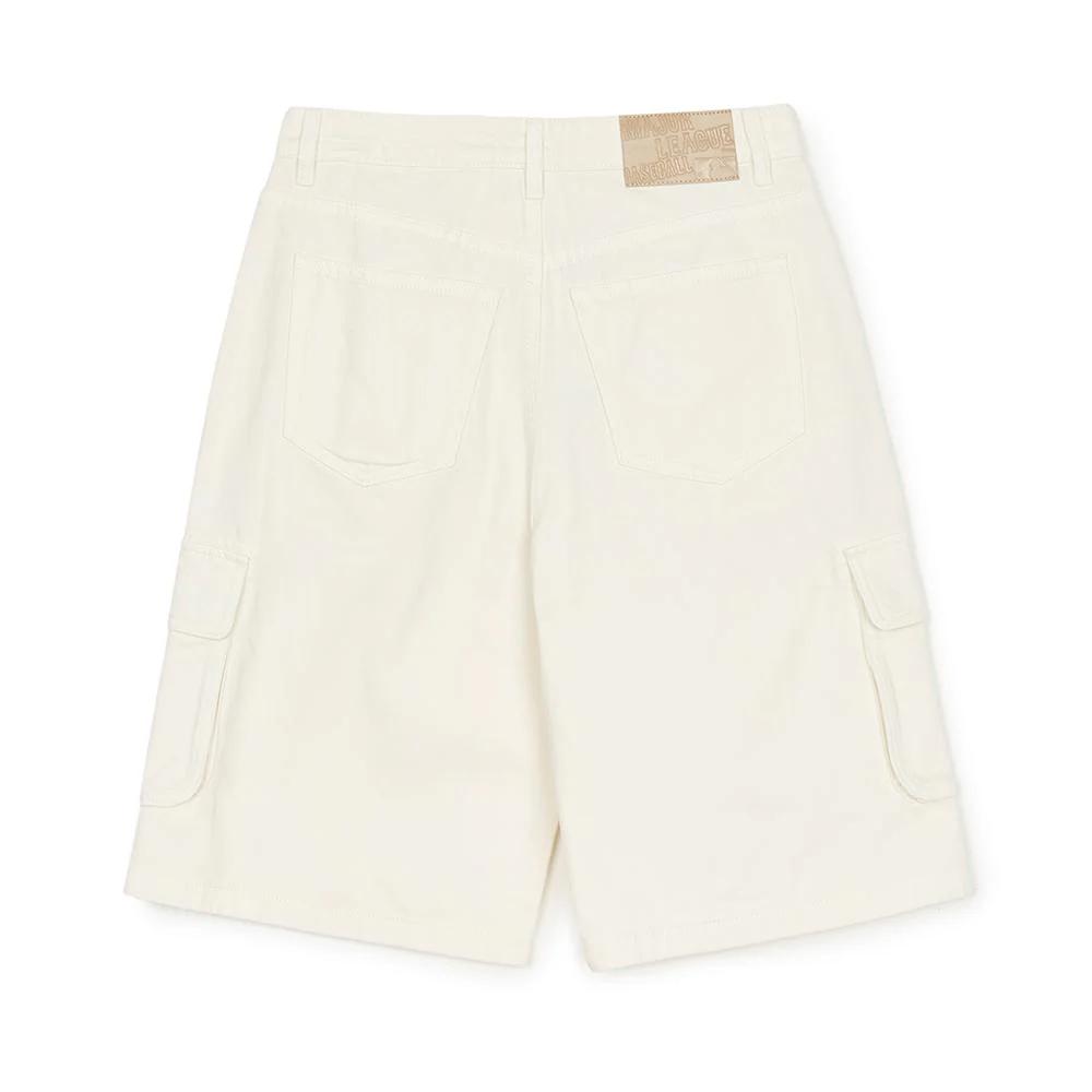 MLB Denim Series New York Yankees Basic Cargo Loose Fashion Versatile Simple Five-Point Denim Shorts Women shorts Cream 3FDPB0453-50CRS