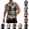 Men's Workwear Lapel Button-Down Vest Shirt - Lightweight Sleeveless Top