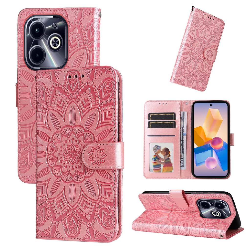 Applicable to INFINIX Hot 50 Mobile Phone Leather Case Camon 30 Sunflower Embossed Card Case Google 9A
