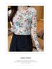 Retro Floral Print Mesh Women's Long Sleeve Sun Protection T-Shirt