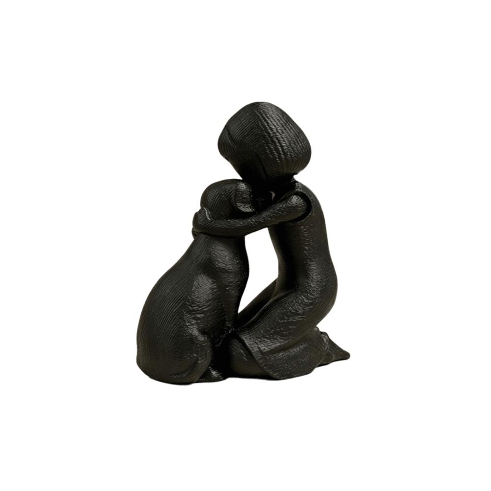 Creative Girl And Dog Statues Cute Canine Statues Crafts Nordic-Style Ornaments Bedroom Decor