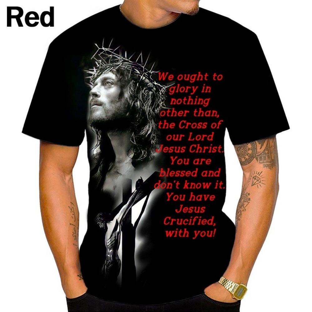 Jesus Summer's new fashionable and casual 3D printed men's round neck short sleeved top T-shirt
