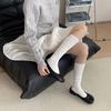 Korean Style Tabi Split Toe Socks – Black White Grey Calf Fashion Stackable for Schoolgirl, Trendy Unisex Crew Sock