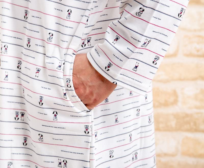 Eye Sleeper Soft and Smooth Knit Fabric with a Dog Long Front Sizes 32011 K's Pajamas, Print, 100% Cotton, Skin-Friendly, Sleeves, Opening,