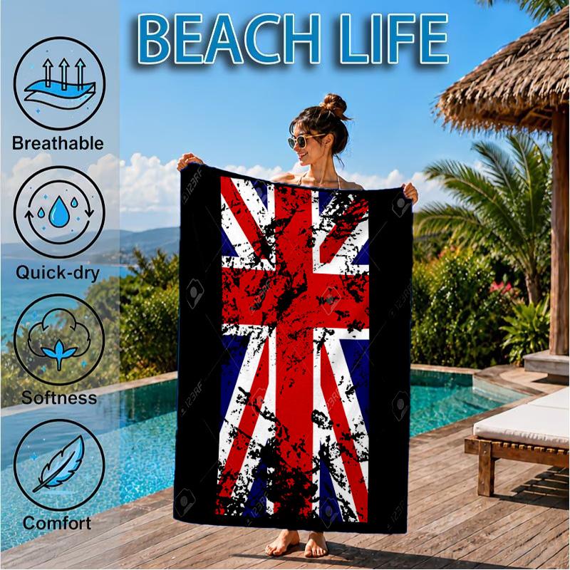 British Flag Artwork Beach Towel, Quick-drying, Easy To Care For, Suitable for Both Fitness and Beach Vacations,Sports Essential