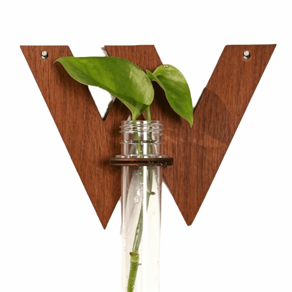Flower Holder Wooden Hydroponic Planter Shelf A-Z Alphabet Vase Wall Decoration Home Ornaments Retro Flower Pot Indoor Garden