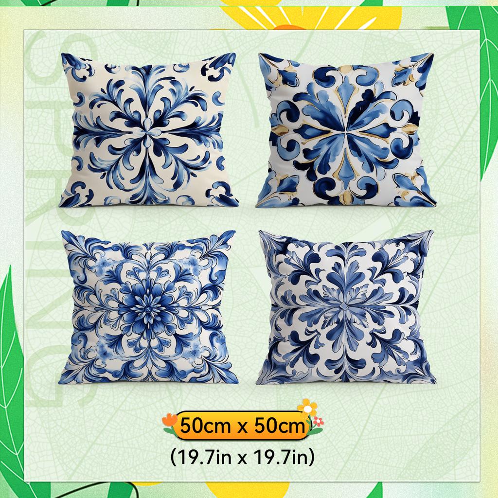 4pcs/set Geometrically Flowers Cushions Pillowcase Polyester Cushion Cover Throw Pillow Pillowcover Home Car Sofa Decor