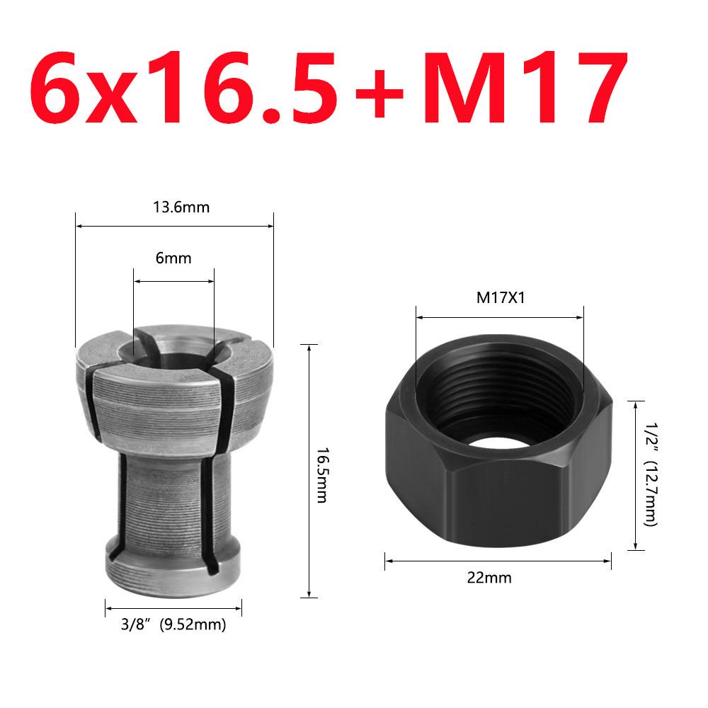 M17 Collet Chuck Adapter 6/6.35/8mm Engraving Trimming Machine Electric Router Wood Router Milling Cutter Accessories